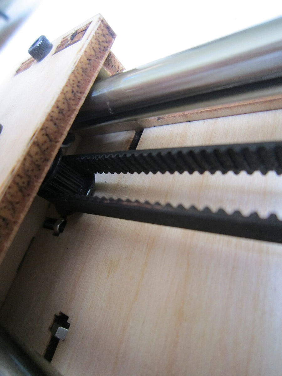 GT2 timing belt running over a pulley on a 3D printer axis