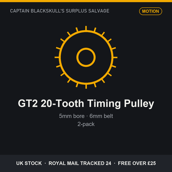 GT2 20-Tooth Timing Pulley - 5mm bore, 6mm belt, 2-pack
