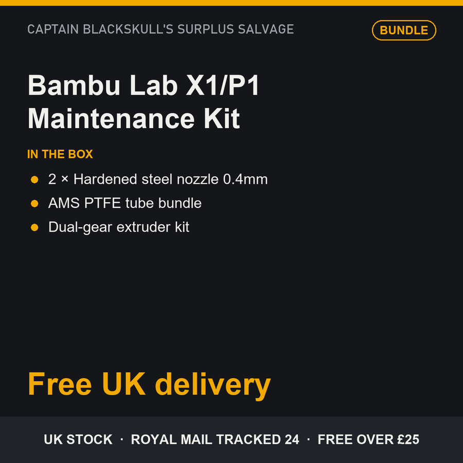 Bambu Lab X1/P1 Maintenance Kit bundle - 2 hardened steel nozzles, AMS PTFE tube bundle, dual-gear extruder kit