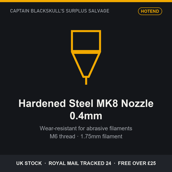 Hardened Steel MK8 Nozzle 0.4mm - wear-resistant for abrasive filaments