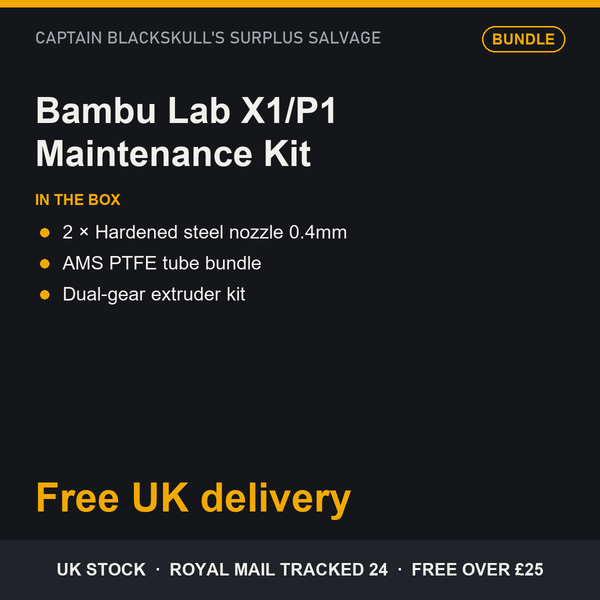Bambu Lab X1/P1 Maintenance Kit bundle - 2 hardened steel nozzles, AMS PTFE tube bundle, dual-gear extruder kit